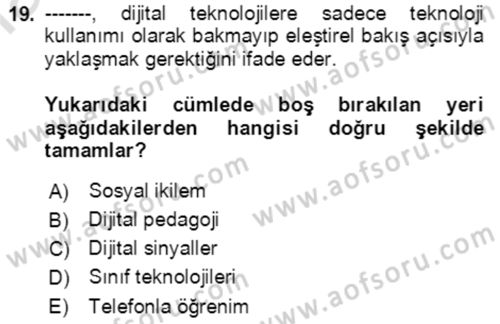 Toplumsal Yaşamda Aile Dersi 2022 - 2023 Yılı (Final) Dönem Sonu Sınav Soruları 19. Soru