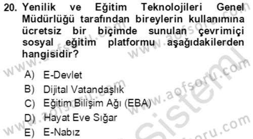 Toplumsal Yaşamda Aile Dersi 2022 - 2023 Yılı (Final) Dönem Sonu Sınav Soruları 20. Soru