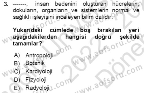 Toplumsal Yaşamda Aile Dersi 2022 - 2023 Yılı (Final) Dönem Sonu Sınav Soruları 3. Soru