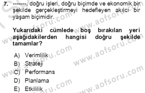 Toplumsal Yaşamda Aile Dersi 2022 - 2023 Yılı (Final) Dönem Sonu Sınav Soruları 7. Soru