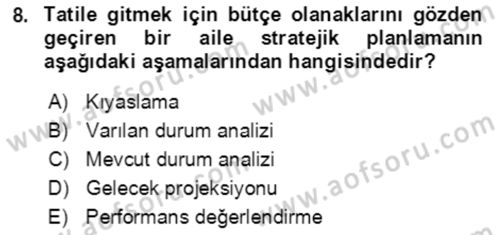 Toplumsal Yaşamda Aile Dersi 2022 - 2023 Yılı (Final) Dönem Sonu Sınav Soruları 8. Soru
