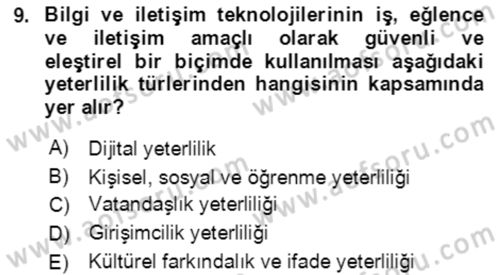 Toplumsal Yaşamda Aile Dersi 2022 - 2023 Yılı (Final) Dönem Sonu Sınav Soruları 9. Soru