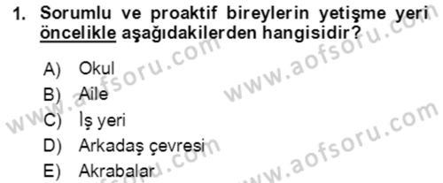 Toplumsal Yaşamda Aile Dersi 2022 - 2023 Yılı Yaz Okulu Sınav Soruları 1. Soru