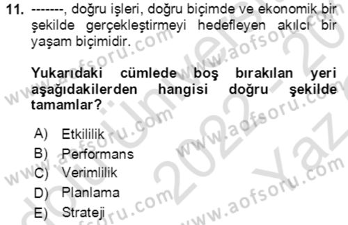 Toplumsal Yaşamda Aile Dersi 2022 - 2023 Yılı Yaz Okulu Sınav Soruları 11. Soru