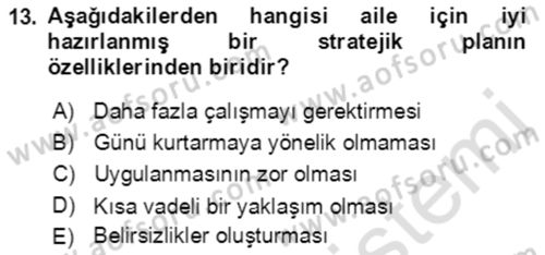 Toplumsal Yaşamda Aile Dersi 2022 - 2023 Yılı Yaz Okulu Sınav Soruları 13. Soru