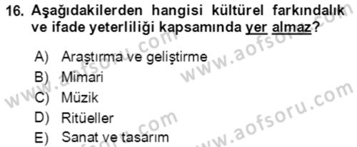 Toplumsal Yaşamda Aile Dersi 2022 - 2023 Yılı Yaz Okulu Sınav Soruları 16. Soru