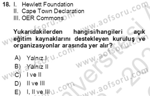 Toplumsal Yaşamda Aile Dersi 2022 - 2023 Yılı Yaz Okulu Sınav Soruları 18. Soru