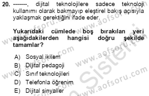 Toplumsal Yaşamda Aile Dersi 2022 - 2023 Yılı Yaz Okulu Sınav Soruları 20. Soru