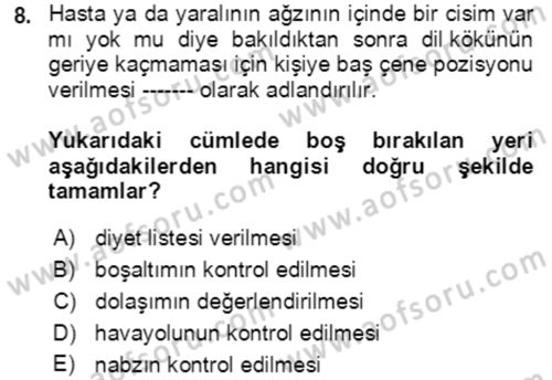Toplumsal Yaşamda Aile Dersi 2022 - 2023 Yılı Yaz Okulu Sınav Soruları 8. Soru