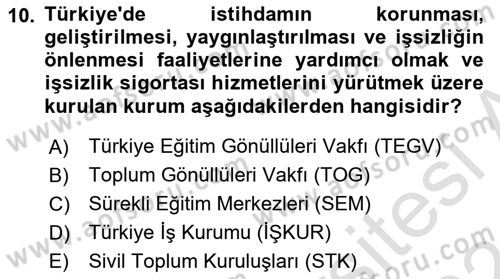 Toplumsal Yaşamda Aile Dersi 2023 - 2024 Yılı (Final) Dönem Sonu Sınav Soruları 10. Soru
