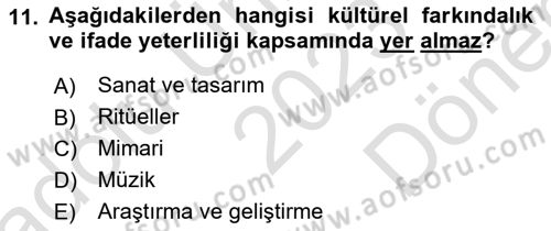 Toplumsal Yaşamda Aile Dersi 2023 - 2024 Yılı (Final) Dönem Sonu Sınav Soruları 11. Soru