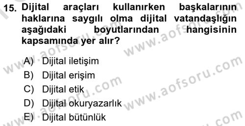 Toplumsal Yaşamda Aile Dersi 2023 - 2024 Yılı (Final) Dönem Sonu Sınav Soruları 15. Soru