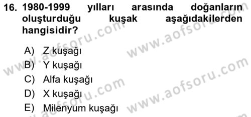 Toplumsal Yaşamda Aile Dersi 2023 - 2024 Yılı (Final) Dönem Sonu Sınav Soruları 16. Soru