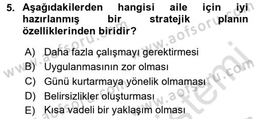 Toplumsal Yaşamda Aile Dersi 2023 - 2024 Yılı (Final) Dönem Sonu Sınav Soruları 5. Soru