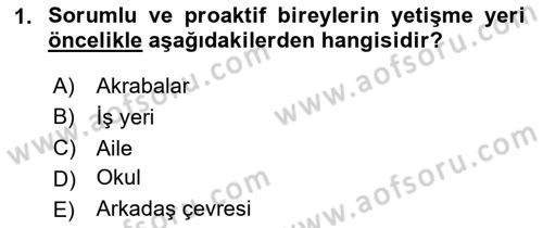 Toplumsal Yaşamda Aile Dersi 2023 - 2024 Yılı Yaz Okulu Sınav Soruları 1. Soru