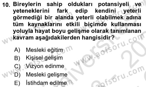 Toplumsal Yaşamda Aile Dersi 2023 - 2024 Yılı Yaz Okulu Sınav Soruları 10. Soru