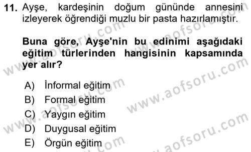 Toplumsal Yaşamda Aile Dersi 2023 - 2024 Yılı Yaz Okulu Sınav Soruları 11. Soru