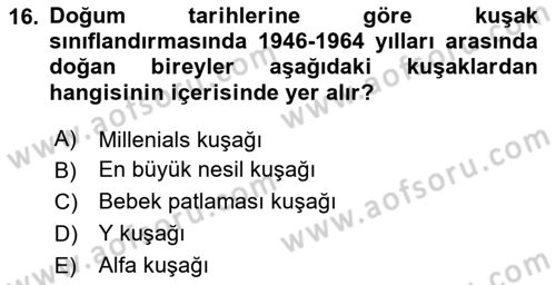 Toplumsal Yaşamda Aile Dersi 2023 - 2024 Yılı Yaz Okulu Sınav Soruları 16. Soru