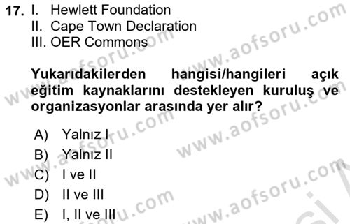 Toplumsal Yaşamda Aile Dersi 2023 - 2024 Yılı Yaz Okulu Sınav Soruları 17. Soru