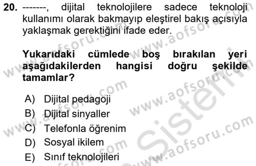 Toplumsal Yaşamda Aile Dersi 2023 - 2024 Yılı Yaz Okulu Sınav Soruları 20. Soru