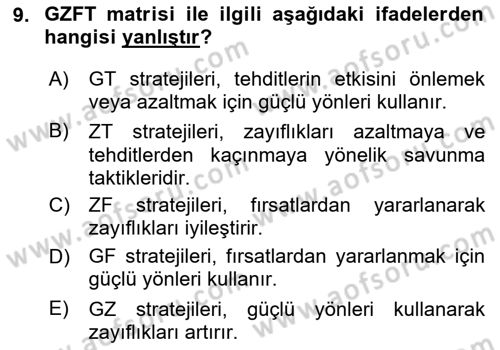 Toplumsal Yaşamda Aile Dersi 2023 - 2024 Yılı Yaz Okulu Sınav Soruları 9. Soru