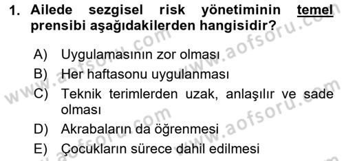 Toplumsal Yaşamda Aile Dersi 2024 - 2025 Yılı (Vize) Ara Sınav Soruları 1. Soru