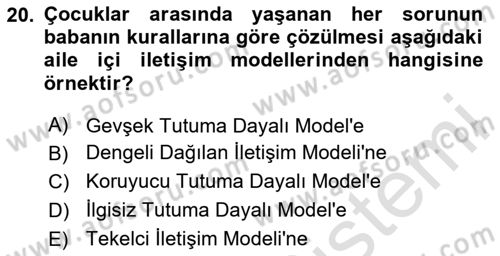 Toplumsal Yaşamda Aile Dersi 2024 - 2025 Yılı (Vize) Ara Sınav Soruları 20. Soru