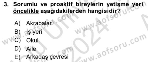 Toplumsal Yaşamda Aile Dersi 2024 - 2025 Yılı (Vize) Ara Sınav Soruları 3. Soru