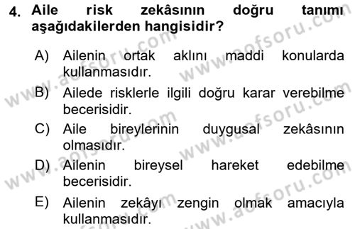 Toplumsal Yaşamda Aile Dersi 2024 - 2025 Yılı (Vize) Ara Sınav Soruları 4. Soru