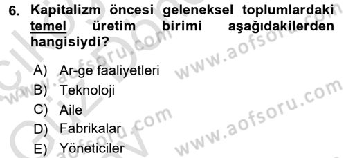 Toplumsal Yaşamda Aile Dersi 2024 - 2025 Yılı (Vize) Ara Sınav Soruları 6. Soru