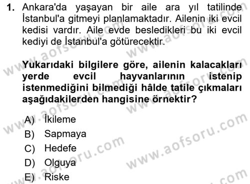 Toplumsal Yaşamda Aile Dersi 2024 - 2025 Yılı (Final) Dönem Sonu Sınav Soruları 1. Soru