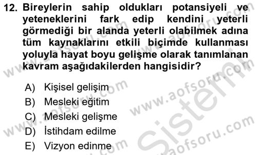 Toplumsal Yaşamda Aile Dersi 2024 - 2025 Yılı (Final) Dönem Sonu Sınav Soruları 12. Soru