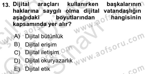 Toplumsal Yaşamda Aile Dersi 2024 - 2025 Yılı (Final) Dönem Sonu Sınav Soruları 13. Soru