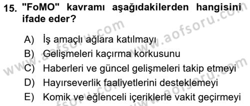 Toplumsal Yaşamda Aile Dersi 2024 - 2025 Yılı (Final) Dönem Sonu Sınav Soruları 15. Soru