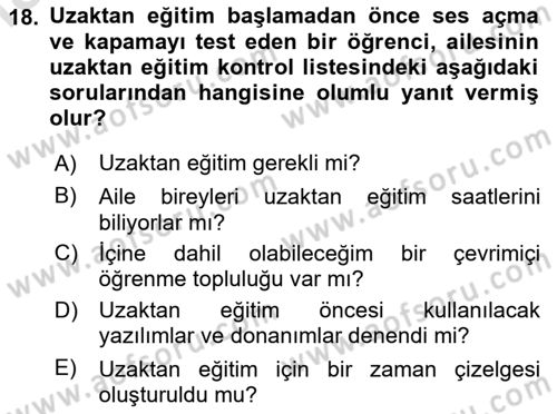 Toplumsal Yaşamda Aile Dersi 2024 - 2025 Yılı (Final) Dönem Sonu Sınav Soruları 18. Soru
