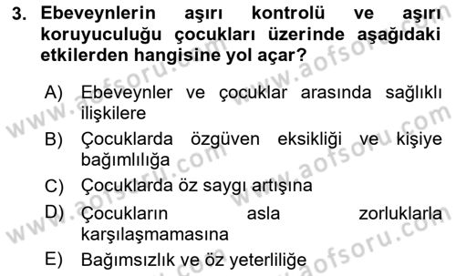 Toplumsal Yaşamda Aile Dersi 2024 - 2025 Yılı (Final) Dönem Sonu Sınav Soruları 3. Soru
