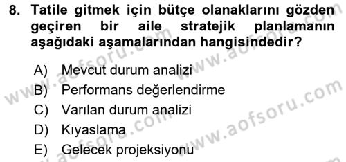 Toplumsal Yaşamda Aile Dersi 2024 - 2025 Yılı (Final) Dönem Sonu Sınav Soruları 8. Soru