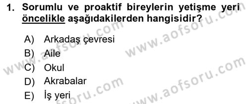 Toplumsal Yaşamda Aile Dersi 2024 - 2025 Yılı Yaz Okulu Sınav Soruları 1. Soru