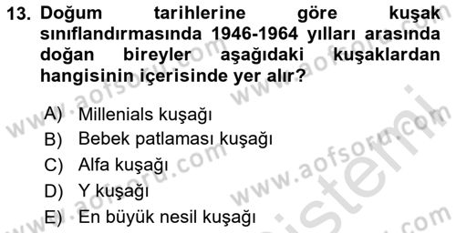 Toplumsal Yaşamda Aile Dersi 2024 - 2025 Yılı Yaz Okulu Sınav Soruları 13. Soru