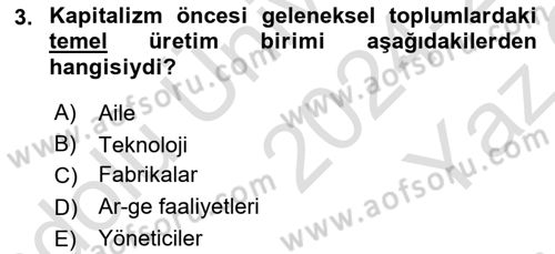 Toplumsal Yaşamda Aile Dersi 2024 - 2025 Yılı Yaz Okulu Sınav Soruları 3. Soru