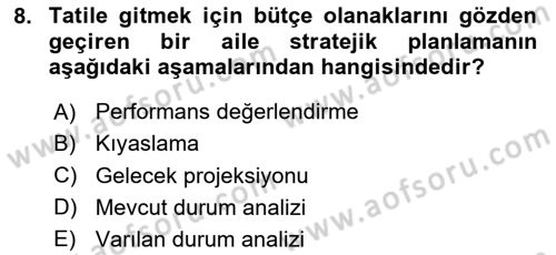 Toplumsal Yaşamda Aile Dersi 2024 - 2025 Yılı Yaz Okulu Sınav Soruları 8. Soru