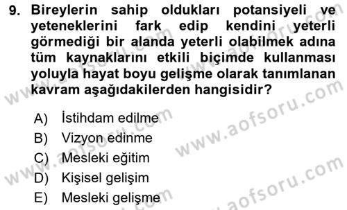 Toplumsal Yaşamda Aile Dersi 2024 - 2025 Yılı Yaz Okulu Sınav Soruları 9. Soru