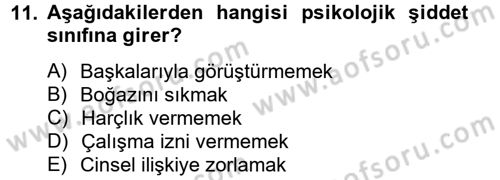 Aile Psikolojisi ve Eğitimi Dersi 2012 - 2013 Yılı (Final) Dönem Sonu Sınav Soruları 11. Soru