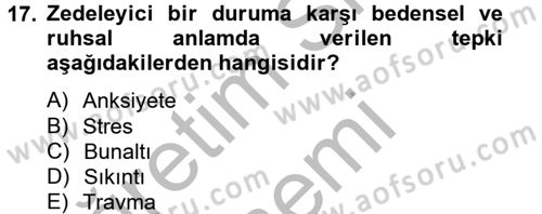 Aile Psikolojisi ve Eğitimi Dersi 2012 - 2013 Yılı (Final) Dönem Sonu Sınav Soruları 17. Soru