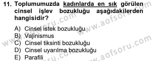 Aile Psikolojisi ve Eğitimi Dersi 2013 - 2014 Yılı (Vize) Ara Sınav Soruları 11. Soru