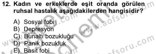 Aile Psikolojisi ve Eğitimi Dersi 2013 - 2014 Yılı (Final) Dönem Sonu Sınav Soruları 12. Soru