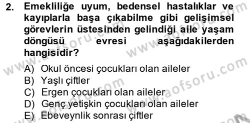 Aile Psikolojisi ve Eğitimi Dersi 2014 - 2015 Yılı (Vize) Ara Sınav Soruları 2. Soru