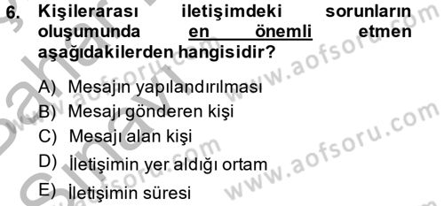 Aile Psikolojisi ve Eğitimi Dersi 2014 - 2015 Yılı (Vize) Ara Sınav Soruları 6. Soru