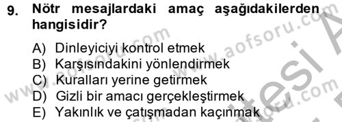 Aile Psikolojisi ve Eğitimi Dersi 2014 - 2015 Yılı (Vize) Ara Sınav Soruları 9. Soru