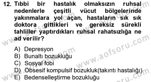 Aile Psikolojisi ve Eğitimi Dersi 2014 - 2015 Yılı (Final) Dönem Sonu Sınav Soruları 12. Soru